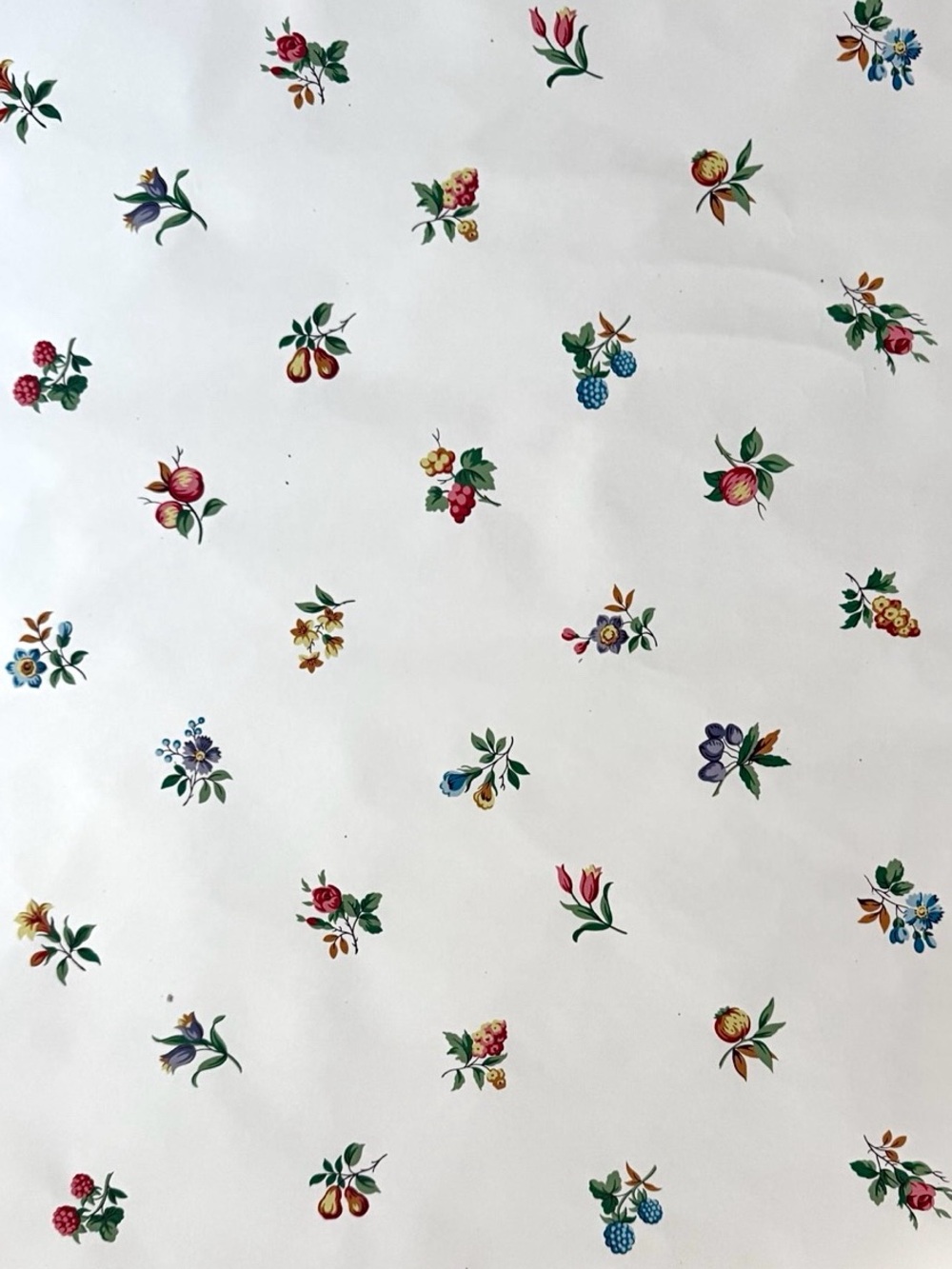 Vintage Wallpaper Remnant Brunschwig & Fils Handprint FRUITIER Floral Botanical